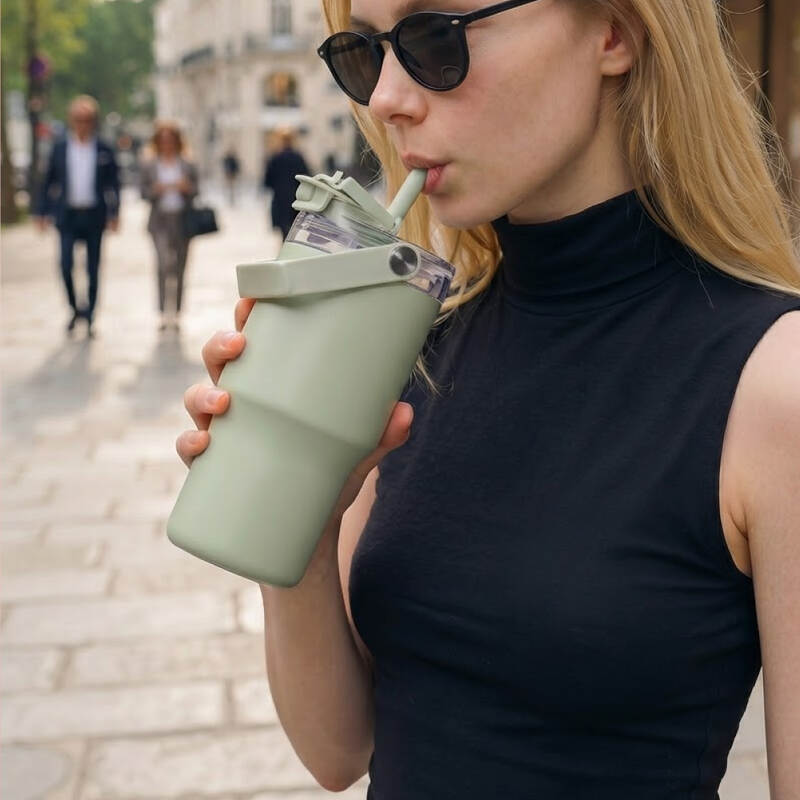 B&igrave;nh giữ nhiệt LocknLock Straw & Sip Ceramic Tumbler phủ sứ LHC4430 600ml k&egrave;m ống h&uacute;t image number null