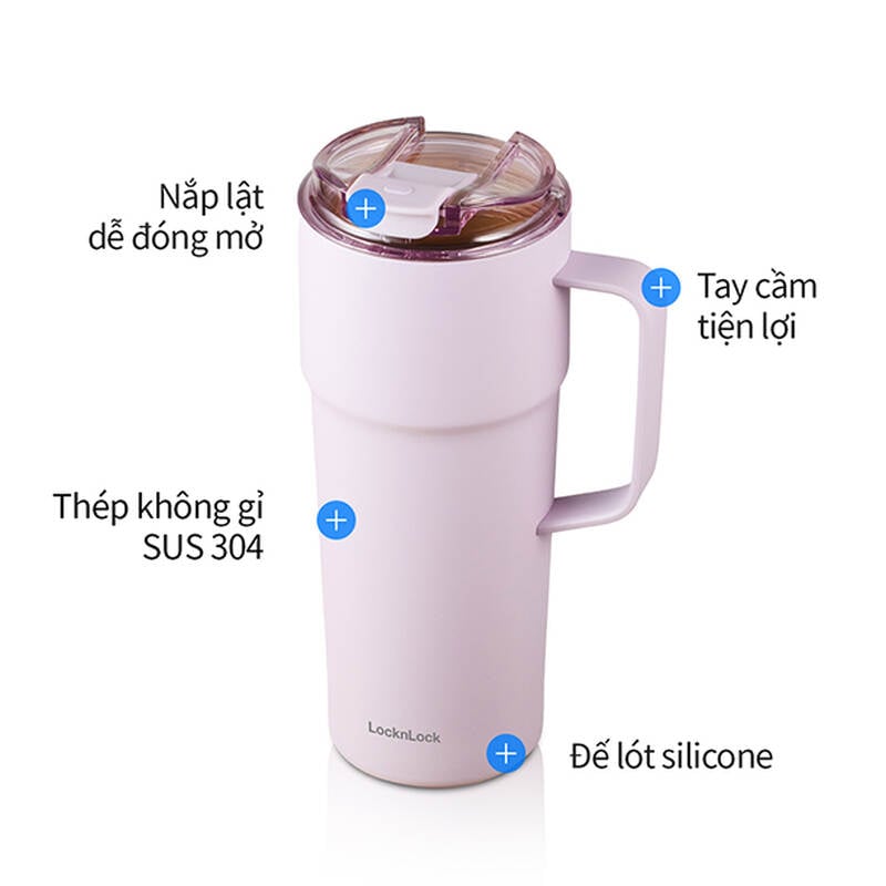 LocknLock Metro Cafe HandleTumbler 750ml capacity stainless steel ceramic coated 4 colors - LHC4418 image number null