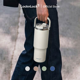 B&igrave;nh giữ nhiệt LocknLock Straw & Sip Ceramic Tumbler phủ sứ LHC4431 880ml k&egrave;m ống h&uacute;t