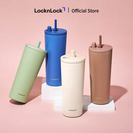 B&igrave;nh giữ nhiệt LocknLock Pop Up Straw Ceramic Tumbler LHC4156 phủ sứ 740ml k&egrave;m ống h&uacute;t - 4 m&agrave;u