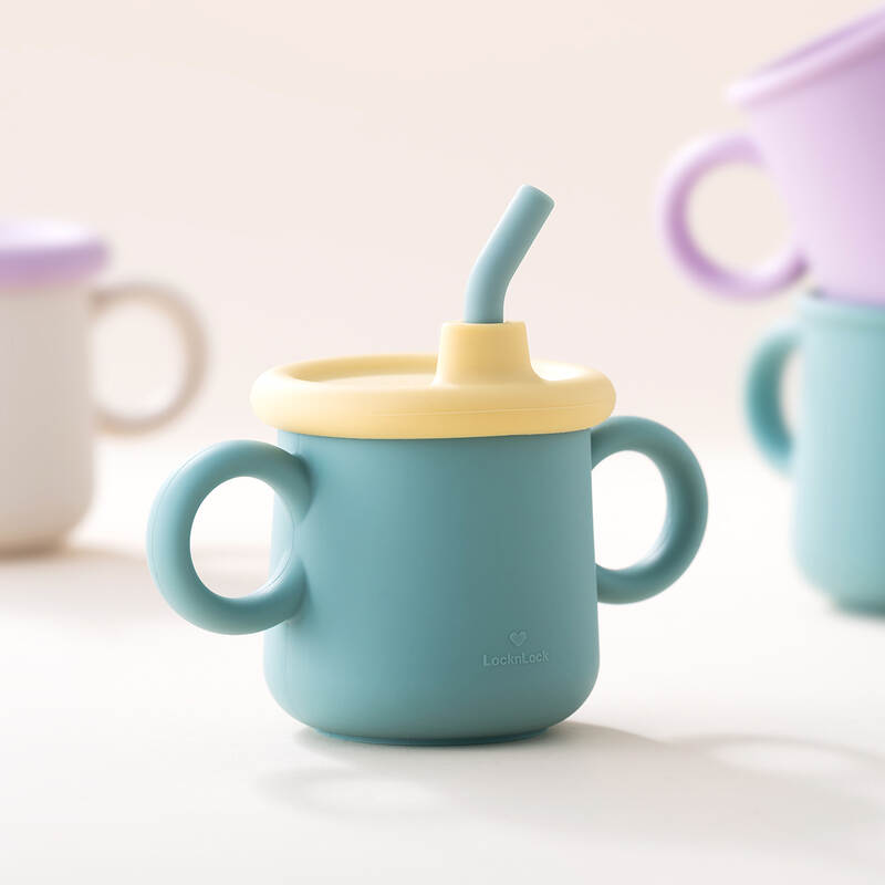 Bộ Cốc Silicone Kèm Ống Hút Locknlock Little Luv 200ml (2 cốc) - 2 Bộ (Xanh và Vàng - Tím và Vàng) - LBB015S7 image number null