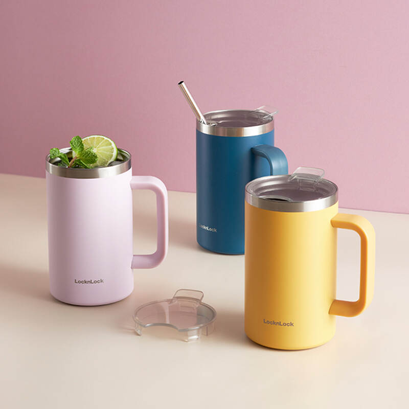 [Bộ Đôi Hè Xịn – Giảm thêm 10% Với Mã LHC4322] Ca Nước Giữ Nhiệt LocknLock Flat Table Mug 730ml - 3 màu (Xanh Cổ Vịt, Tím, Vàng) - LHC4320 image number null