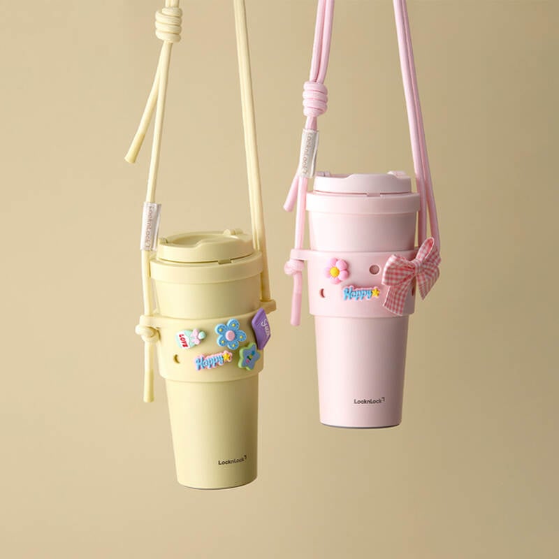 Combo Ly giữ nhiệt & Quai đeo silicone LocknLock Energetic 550ml - 2 Màu (Vàng, Hồng Nhạt) - LHC3249S01 image number null