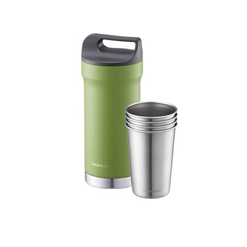 Bình Giữ Nhiệt Bằng Thép Không Gỉ Locknlock Hybrid Tumbler Set 420Mlx1/190Mlx4 - 2 Màu (Màu Be, Màu Xanh Lá) - LHC4303 image number null