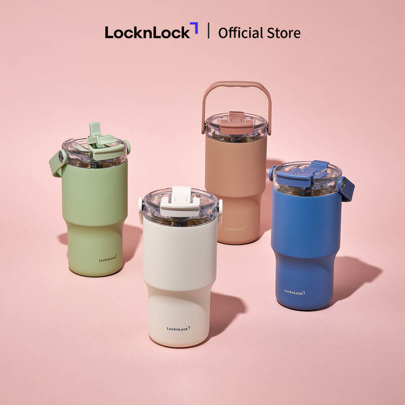B&igrave;nh giữ nhiệt LocknLock Straw & Sip Ceramic Tumbler phủ sứ LHC4430 600ml k&egrave;m ống h&uacute;t image number null