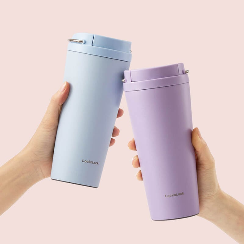 Bình giữ nhiệt LocknLock Bucket One Touch 550ml, 3 màu (Xanh lá, Xanh da trời, Tím) – LHC3345 image number null