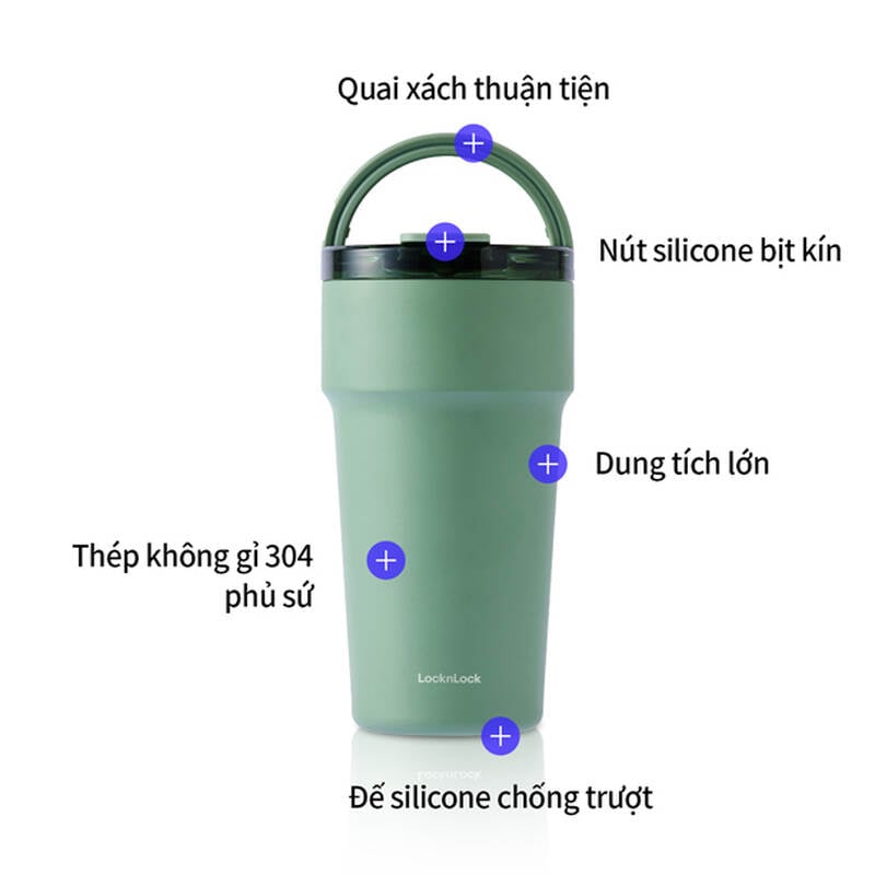 Ly Giữ Nhiệt LocknLock 900ml Thép Phủ Sứ, Có Ống Hút 3 màu - LHC4419 image number null