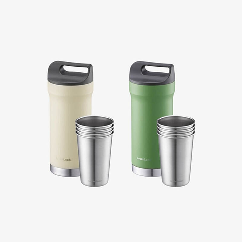 Bình Giữ Nhiệt Bằng Thép Không Gỉ Locknlock Hybrid Tumbler Set 420Mlx1/190Mlx4 - 2 Màu (Màu Be, Màu Xanh Lá) - LHC4303 image number null