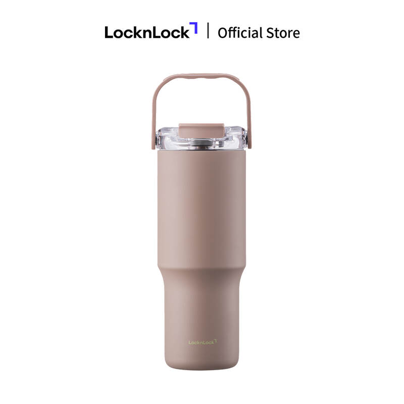 B&igrave;nh giữ nhiệt LocknLock Straw & Sip Ceramic Tumbler phủ sứ LHC4431 880ml k&egrave;m ống h&uacute;t image number null