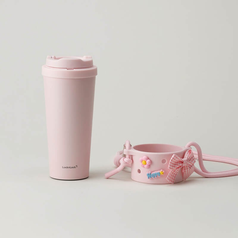 Combo Ly giữ nhiệt & Quai đeo silicone LocknLock Energetic 550ml - 2 Màu (Vàng, Hồng Nhạt) - LHC3249S01 image number null