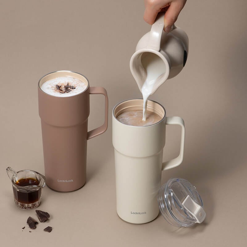 LocknLock Metro Cafe HandleTumbler 750ml capacity stainless steel ceramic coated 4 colors - LHC4418 image number null