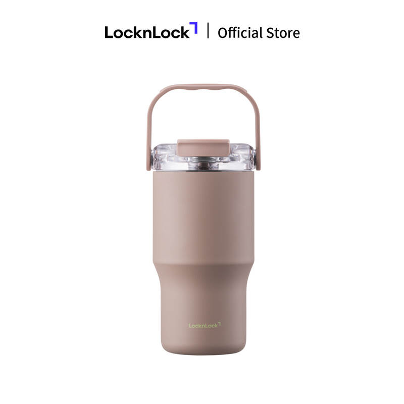 B&igrave;nh giữ nhiệt LocknLock Straw & Sip Ceramic Tumbler phủ sứ LHC4430 600ml k&egrave;m ống h&uacute;t image number null