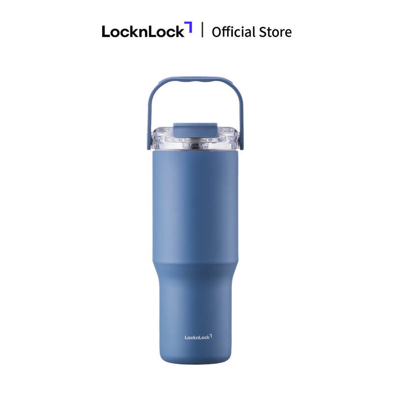 B&igrave;nh giữ nhiệt LocknLock Straw & Sip Ceramic Tumbler phủ sứ LHC4431 880ml k&egrave;m ống h&uacute;t image number null