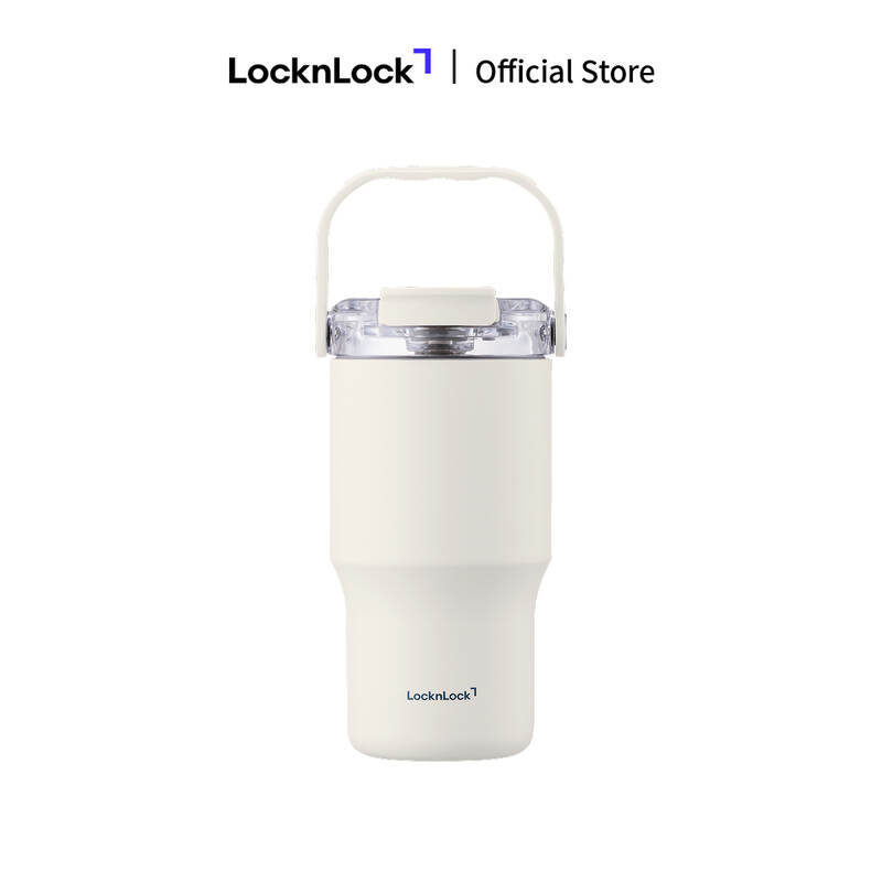 B&igrave;nh giữ nhiệt LocknLock Straw & Sip Ceramic Tumbler phủ sứ LHC4430 600ml k&egrave;m ống h&uacute;t image number null