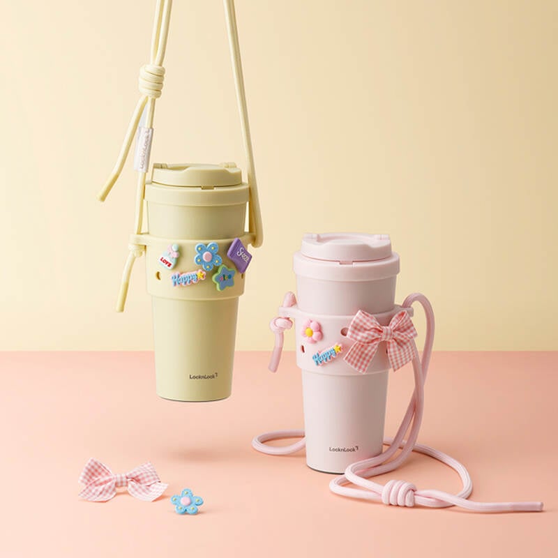 Combo Ly giữ nhiệt & Quai đeo silicone LocknLock Energetic 550ml - 2 Màu (Vàng, Hồng Nhạt) - LHC3249S01 image number null