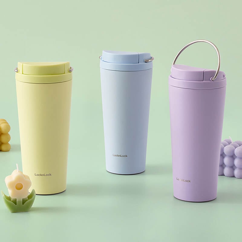 Bình giữ nhiệt LocknLock Bucket One Touch 550ml, 3 màu (Xanh lá, Xanh da trời, Tím) – LHC3345 image number null