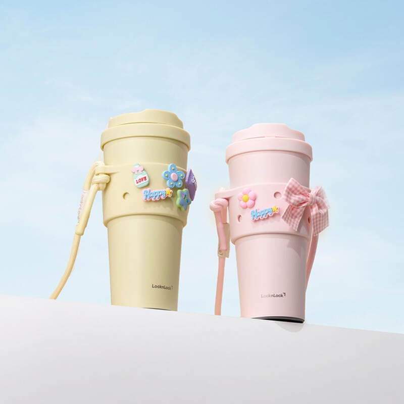 Combo Ly giữ nhiệt & Quai đeo silicone LocknLock Energetic 550ml - 2 Màu (Vàng, Hồng Nhạt) - LHC3249S01 image number null