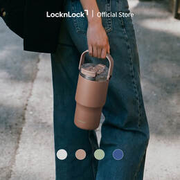 B&igrave;nh giữ nhiệt LocknLock Straw & Sip Ceramic Tumbler phủ sứ LHC4430 600ml k&egrave;m ống h&uacute;t