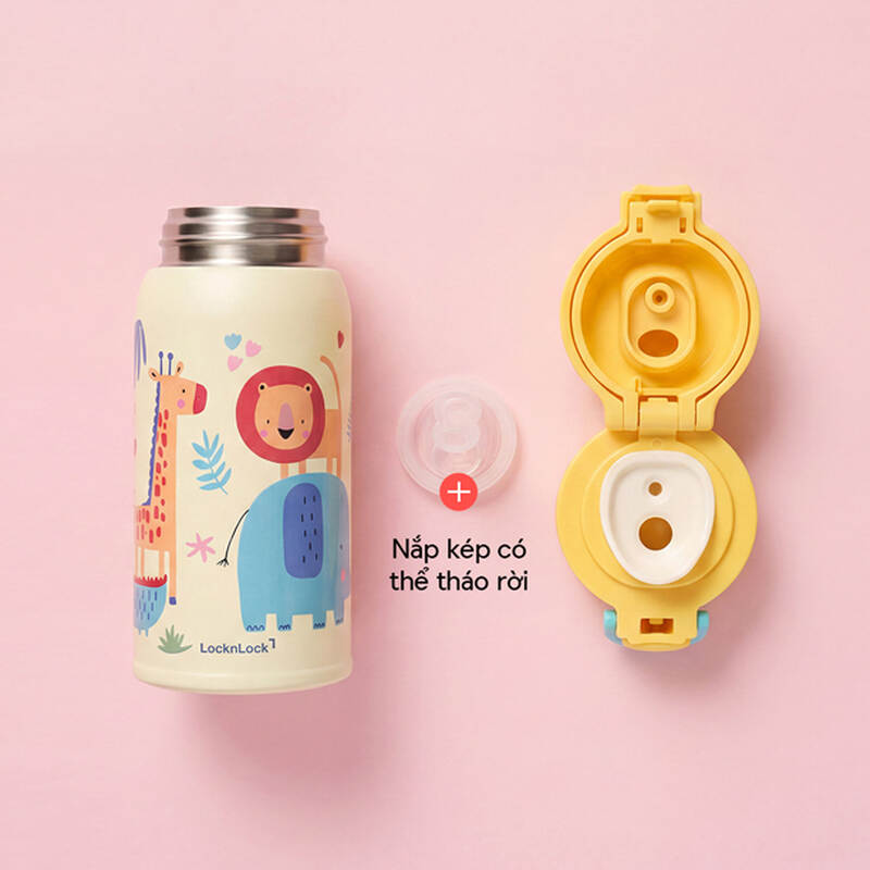 B&igrave;nh giữ nhiệt LocknLock cho b&eacute; nắp uống k&eacute;p dung t&iacute;ch 350ml - 2 M&agrave;u - LHC3400 image number null
