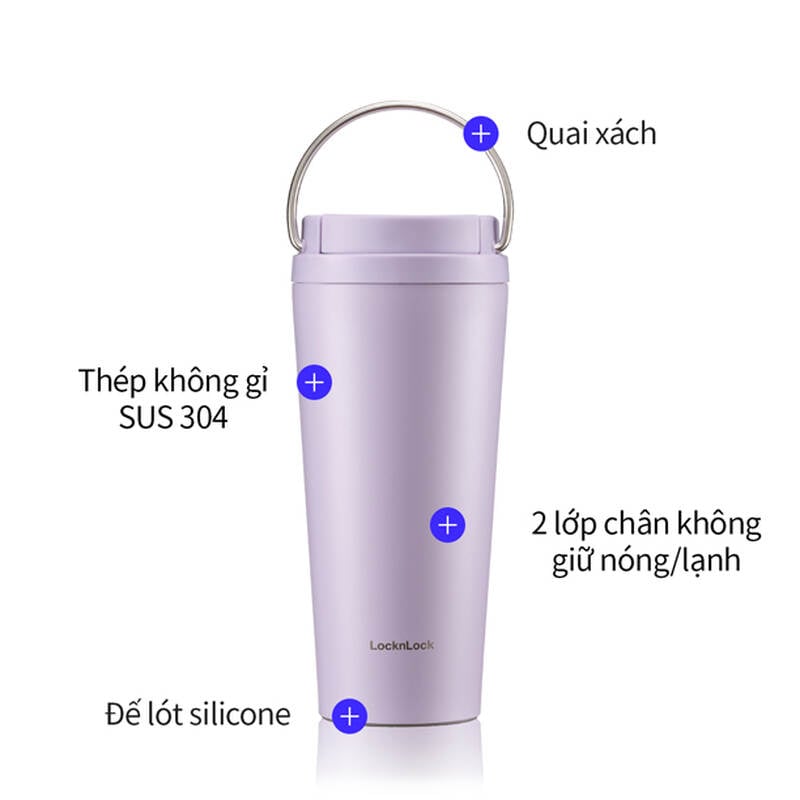 Bình giữ nhiệt LocknLock Bucket One Touch 550ml, 3 màu (Xanh lá, Xanh da trời, Tím) – LHC3345 image number null