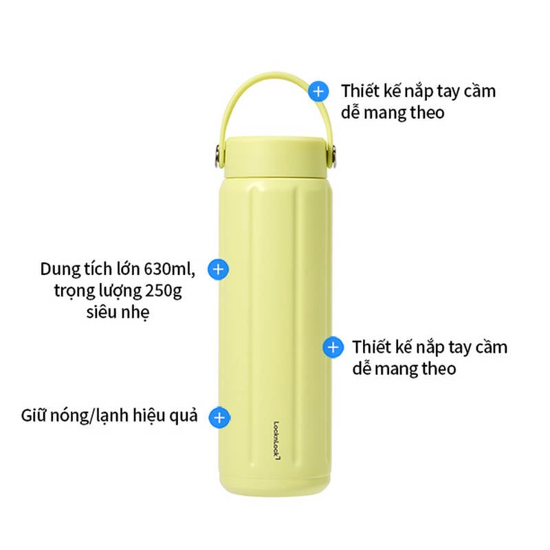 Bình giữ nhiệt LocknLock SLO ultralight tumbler LHC4427 siêu nhẹ dung tích 630ml thép không gỉ 304 có quai xách - 3 màu image number null