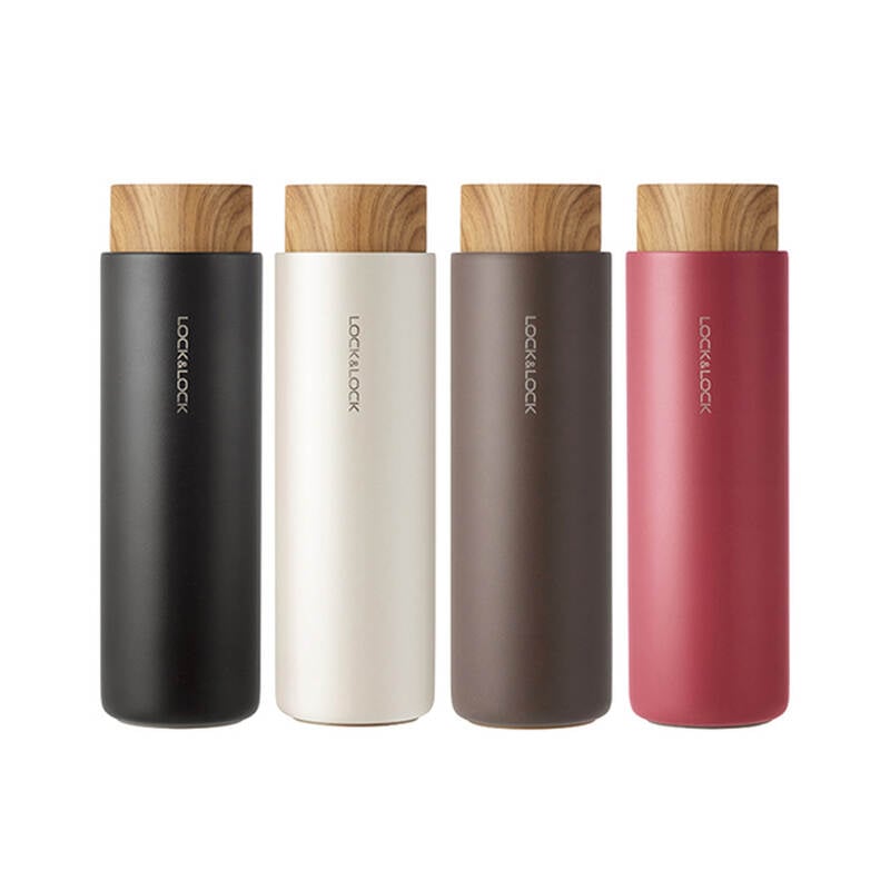 B&igrave;nh Giữ Nhiệt LocknLock Flat Nắp Gỗ 400Ml - 3 M&agrave;u (X&aacute;m, Đen, Trắng) - LHC4227 image number null