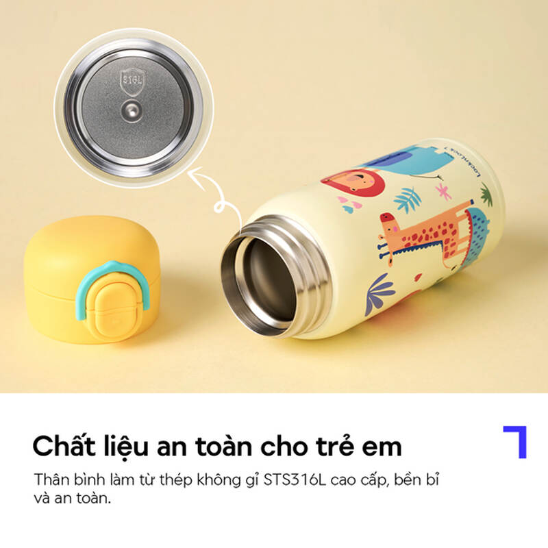 B&igrave;nh giữ nhiệt LocknLock cho b&eacute; nắp uống k&eacute;p dung t&iacute;ch 350ml - 2 M&agrave;u - LHC3400 image number null