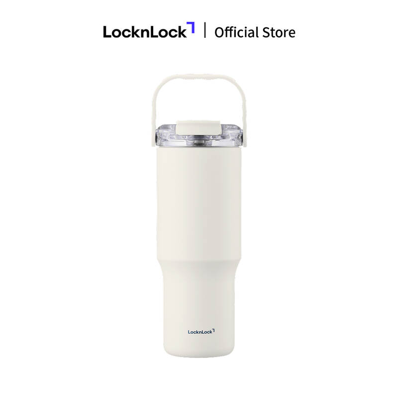B&igrave;nh giữ nhiệt LocknLock Straw & Sip Ceramic Tumbler phủ sứ LHC4431 880ml k&egrave;m ống h&uacute;t image number null