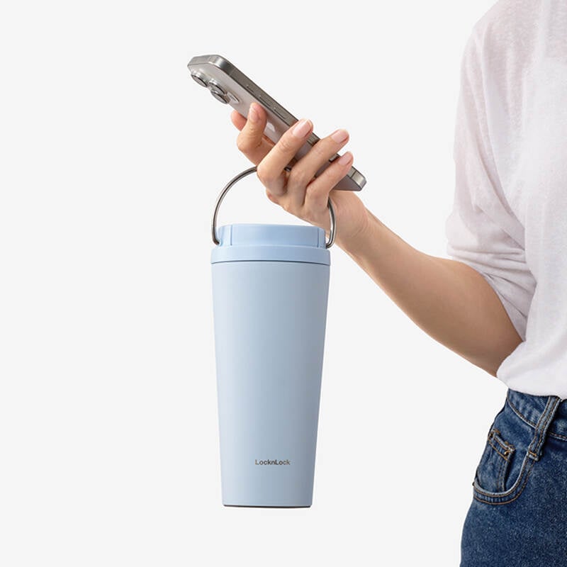 Bình giữ nhiệt LocknLock Bucket One Touch 550ml, 3 màu (Xanh lá, Xanh da trời, Tím) – LHC3345 image number null