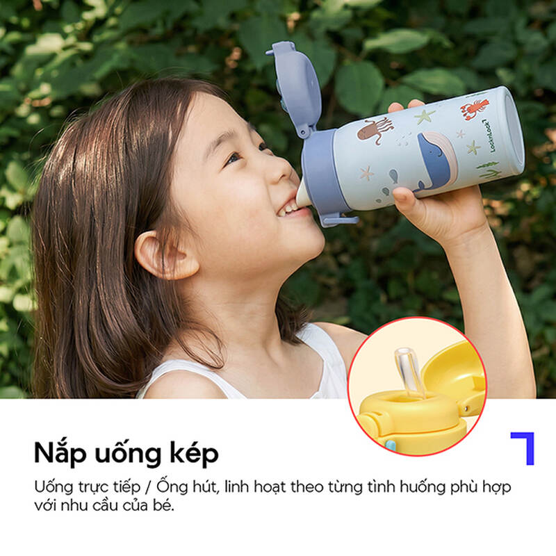 B&igrave;nh giữ nhiệt LocknLock cho b&eacute; nắp uống k&eacute;p dung t&iacute;ch 350ml - 2 M&agrave;u - LHC3400 image number null