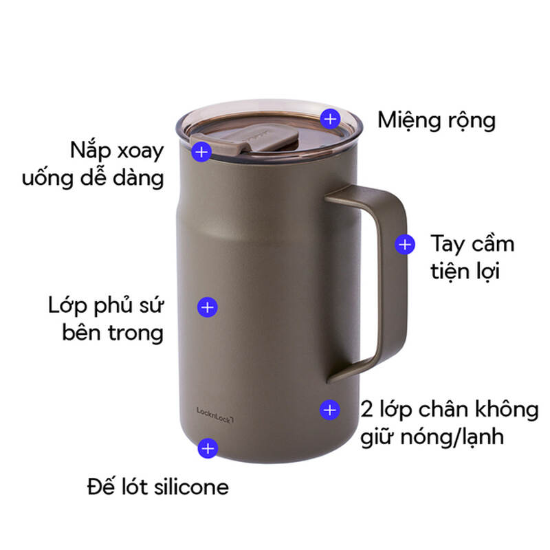Ca giữ nhiệt LocknLock Metro Ceramic Mug 600ml bằng th&eacute;p kh&ocirc;ng gỉ phủ sứ - 4 M&agrave;u_ LHC4282_C image number null