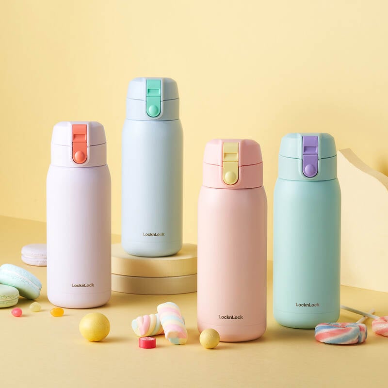 Bình giữ nhiệt LocknLock School fit cotton candy 370ml - 4 Màu (Màu xanh da trời, Màu xanh mint, Màu hồng, Màu tím) - LHC3233 image number null