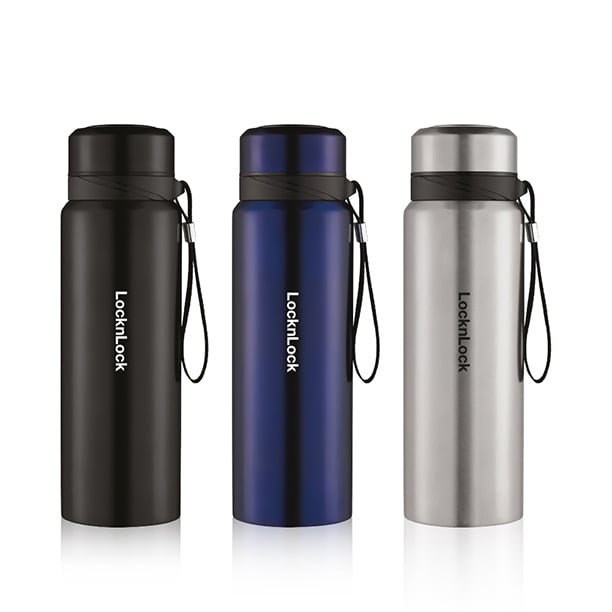 Bình Giữ Nhiệt LocknLock Vacuum Bottle 800ml Bằng Thép Không Gỉ - 3 Màu (Xanh Đậm, Bạc, Đen) - LHC6180, , large image number 1