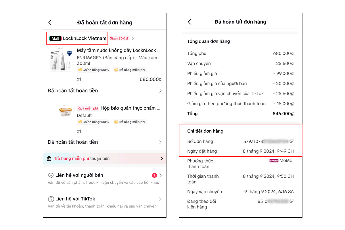 Đơn hàng tại các sàn TMDT